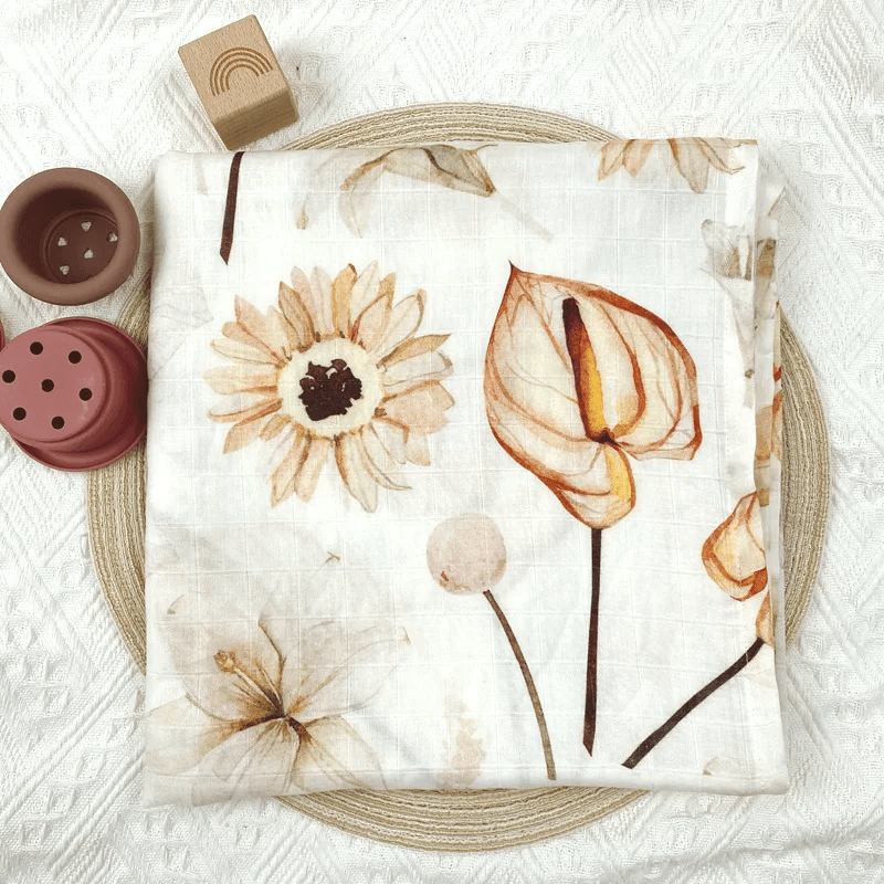 Organic Bamboo Muslin Swaddle - Floral Delights