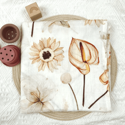Organic Bamboo Muslin Swaddle - Floral Delights