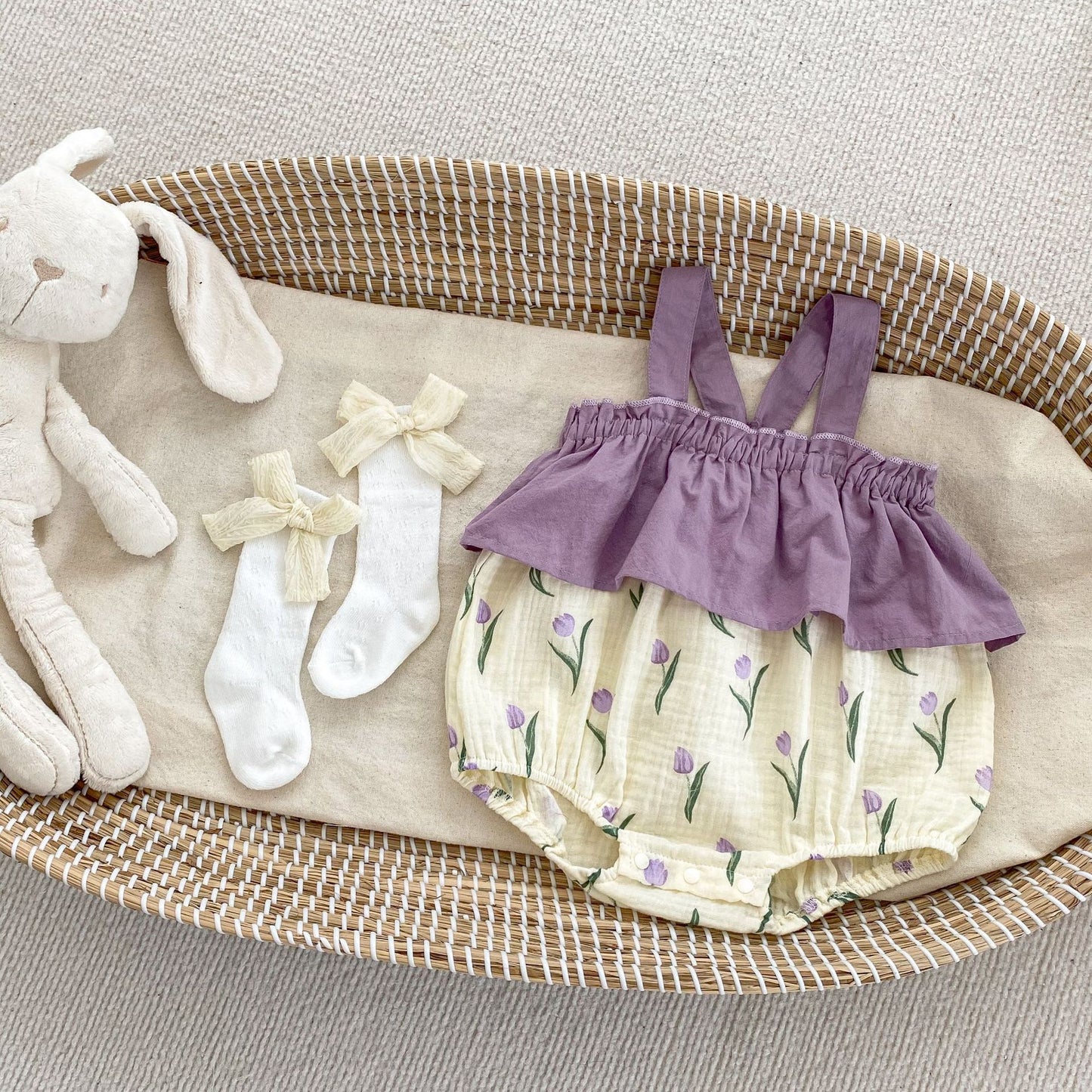 Summer Blossom Sleeveless Cotton Baby Jumpsuit