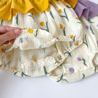 Summer Blossom Sleeveless Cotton Baby Jumpsuit