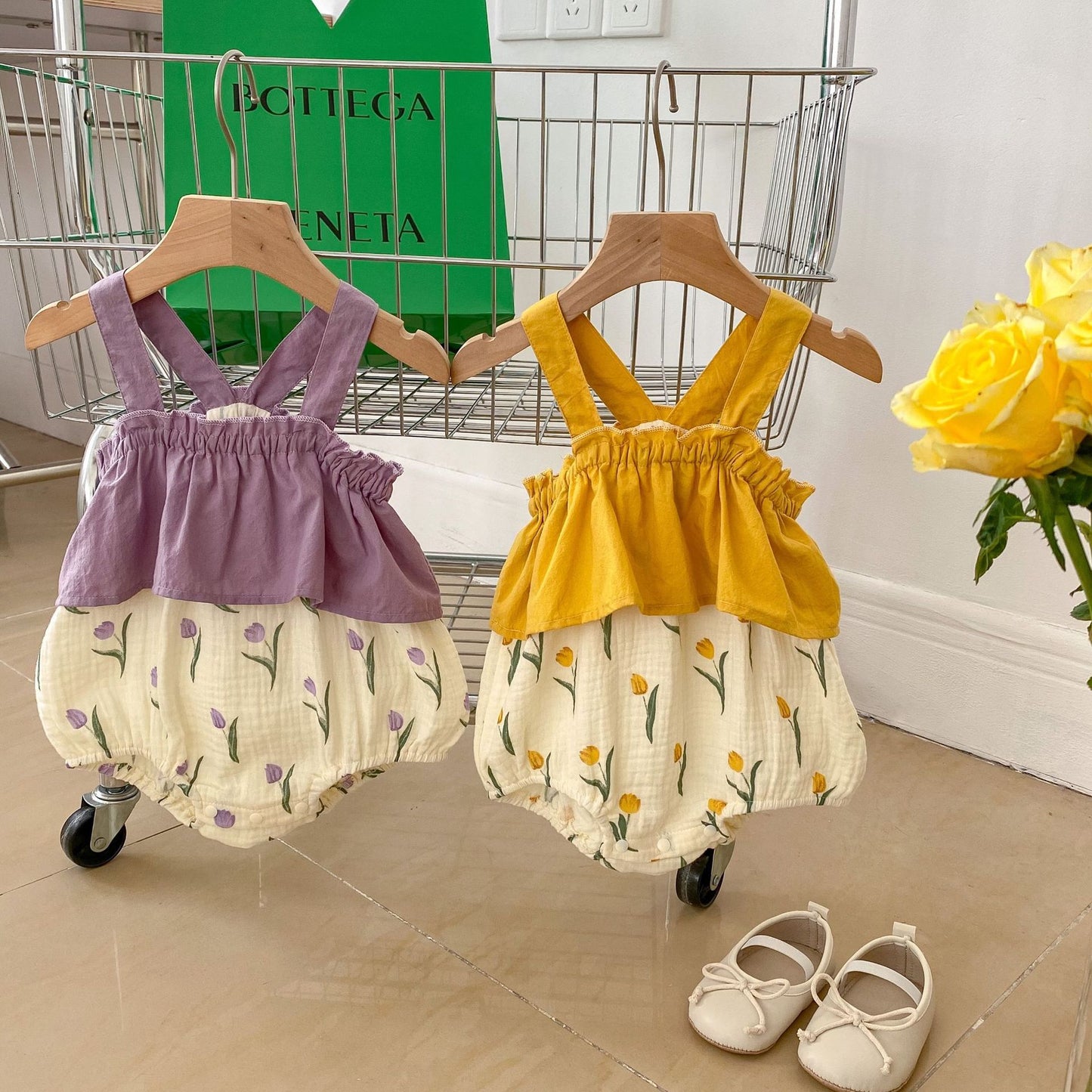 Summer Blossom Sleeveless Cotton Baby Jumpsuit