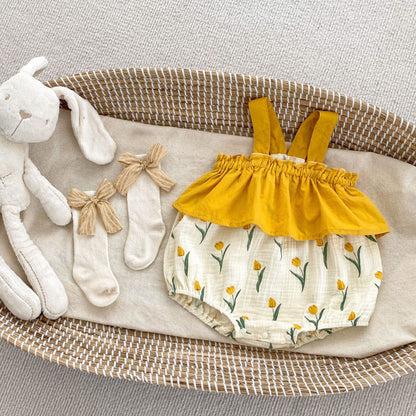 Summer Blossom Sleeveless Cotton Baby Jumpsuit