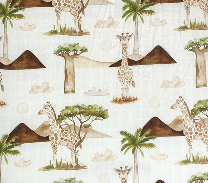 Organic Bamboo Muslin Swaddle - Giraffe