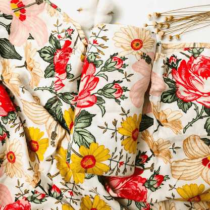 Organic Bamboo Muslin Swaddle - Vintage Blossoms
