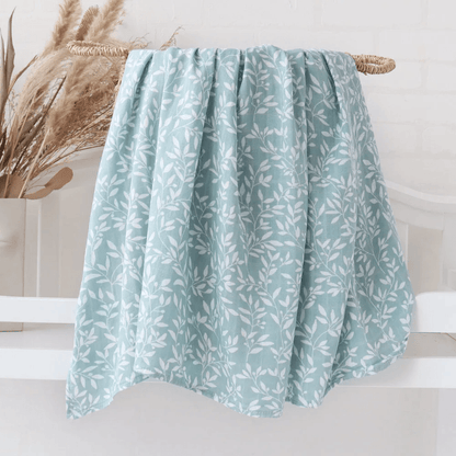 Organic Bamboo Muslin Swaddle - Sage Blossoms