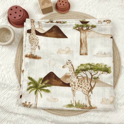 Organic Bamboo Muslin Swaddle - Giraffe