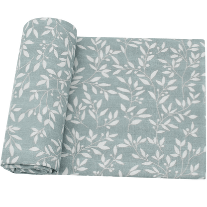 Organic Bamboo Muslin Swaddle - Sage Blossoms