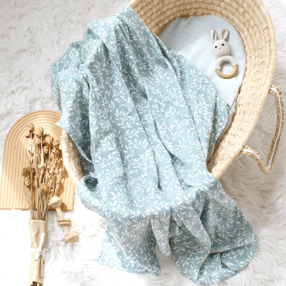 Organic Bamboo Muslin Swaddle - Sage Blossoms