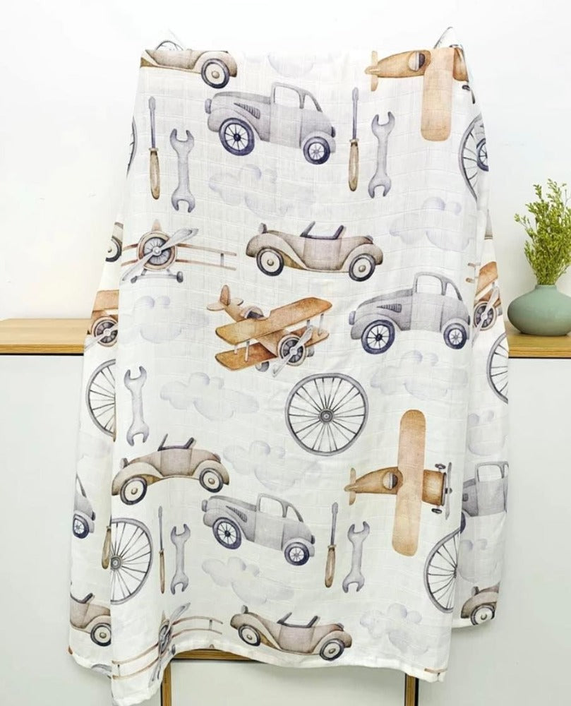 Organic Bamboo Muslin Swaddle - Vintage Explorer