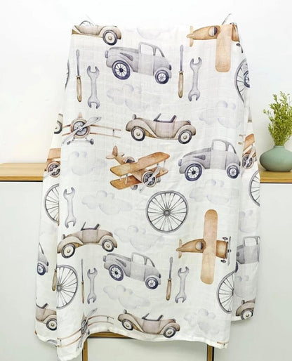 Organic Bamboo Muslin Swaddle - Vintage Explorer