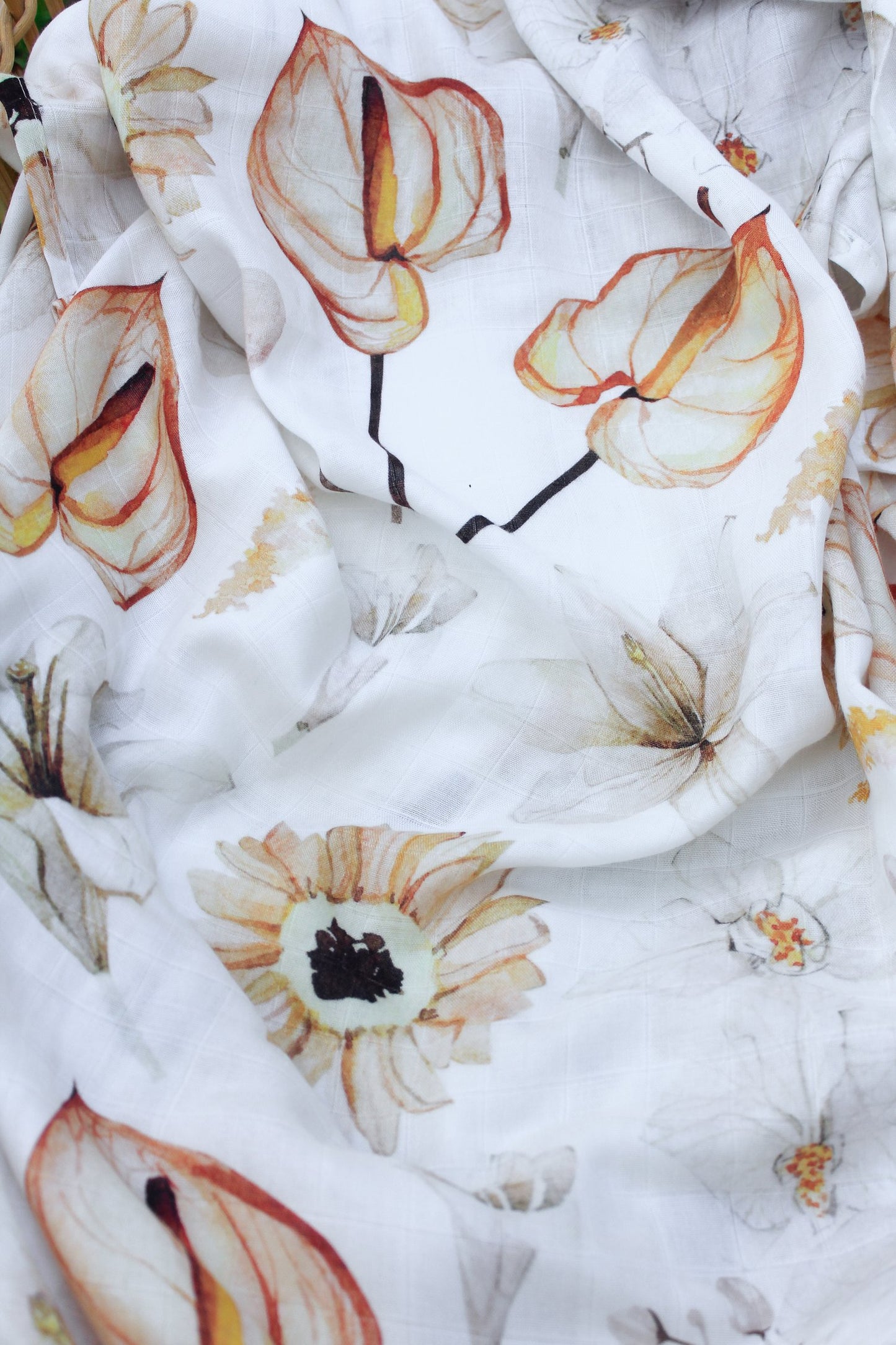 Organic Bamboo Muslin Swaddle - Floral Delights