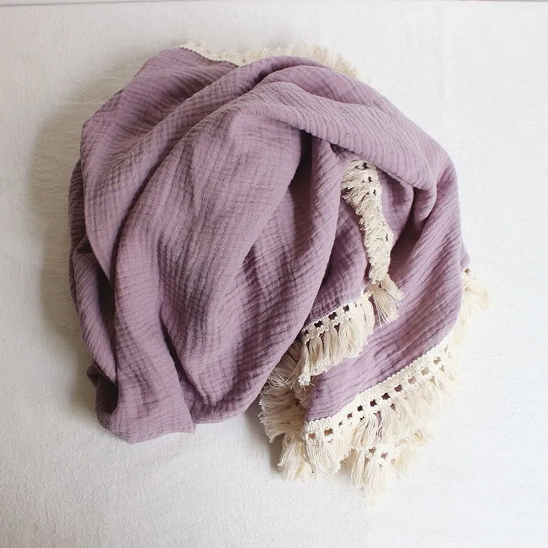 Organic Cotton Baby Tassel Blanket