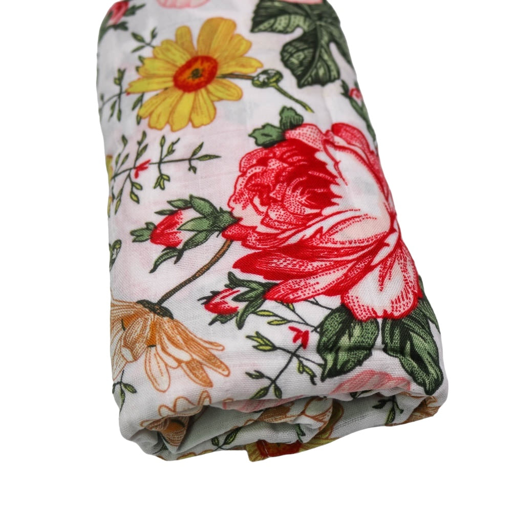 Organic Bamboo Muslin Swaddle - Vintage Blossoms