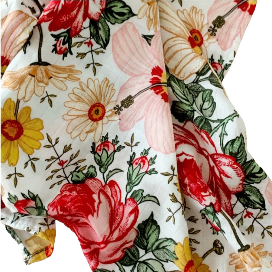 Organic Bamboo Muslin Swaddle - Vintage Blossoms