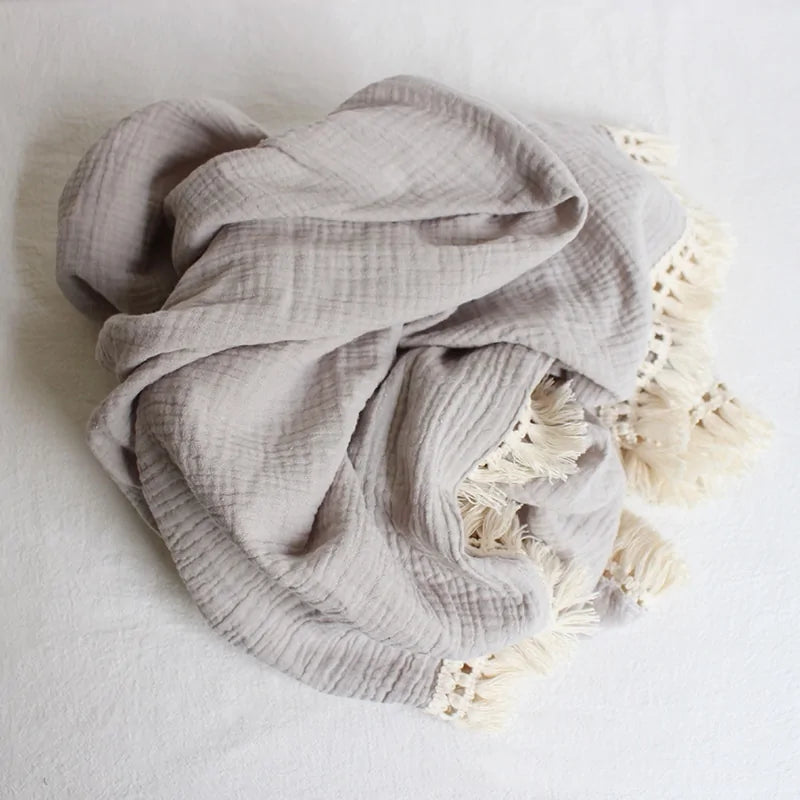 Organic Cotton Baby Tassel Blanket