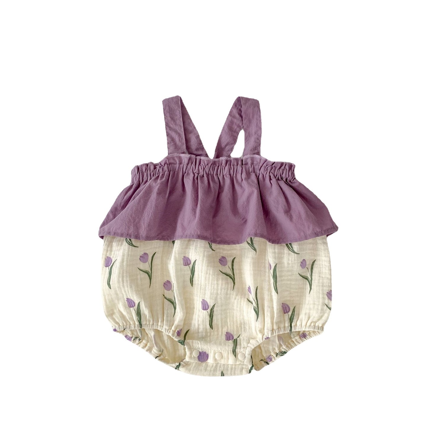 Summer Blossom Sleeveless Cotton Baby Jumpsuit