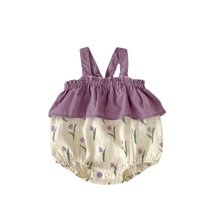Summer Blossom Sleeveless Cotton Baby Jumpsuit