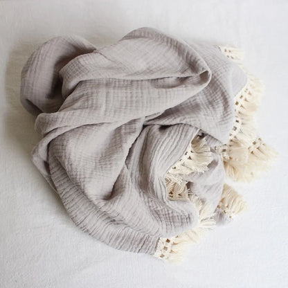 Organic Cotton Baby Tassel Blanket