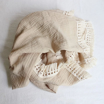 Organic Cotton Baby Tassel Blanket