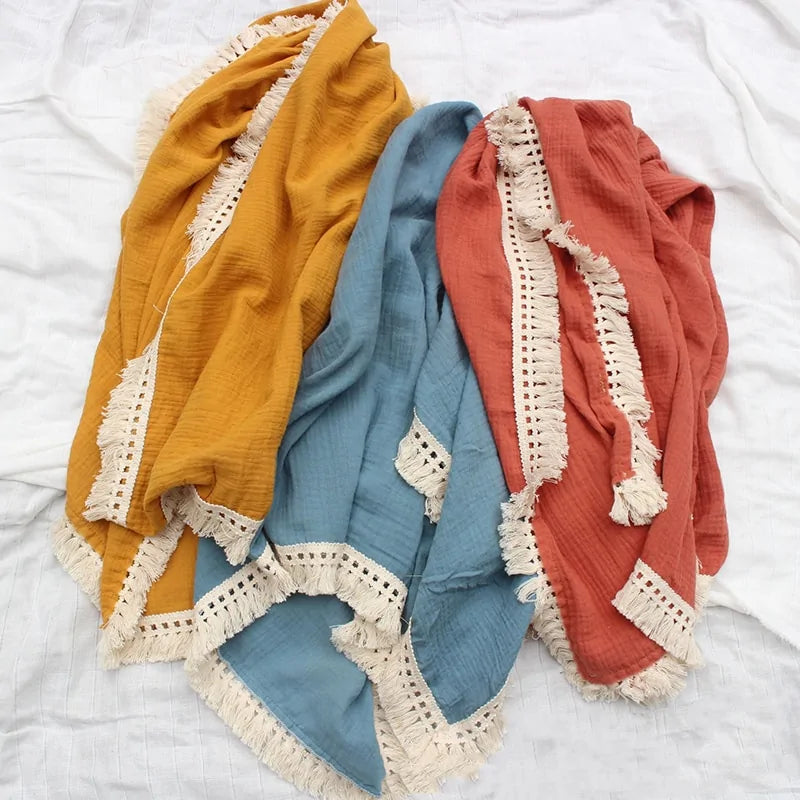 Organic Cotton Baby Tassel Blanket